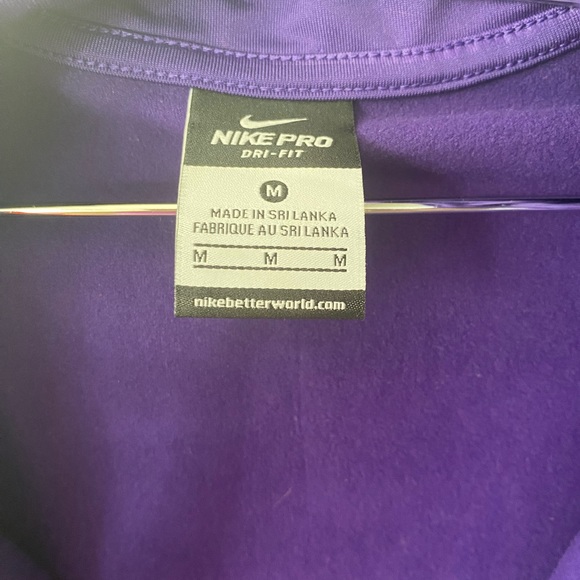 Nike long sleeves pro dri-fit top purple fitted half zipper - Picture 2 of 8